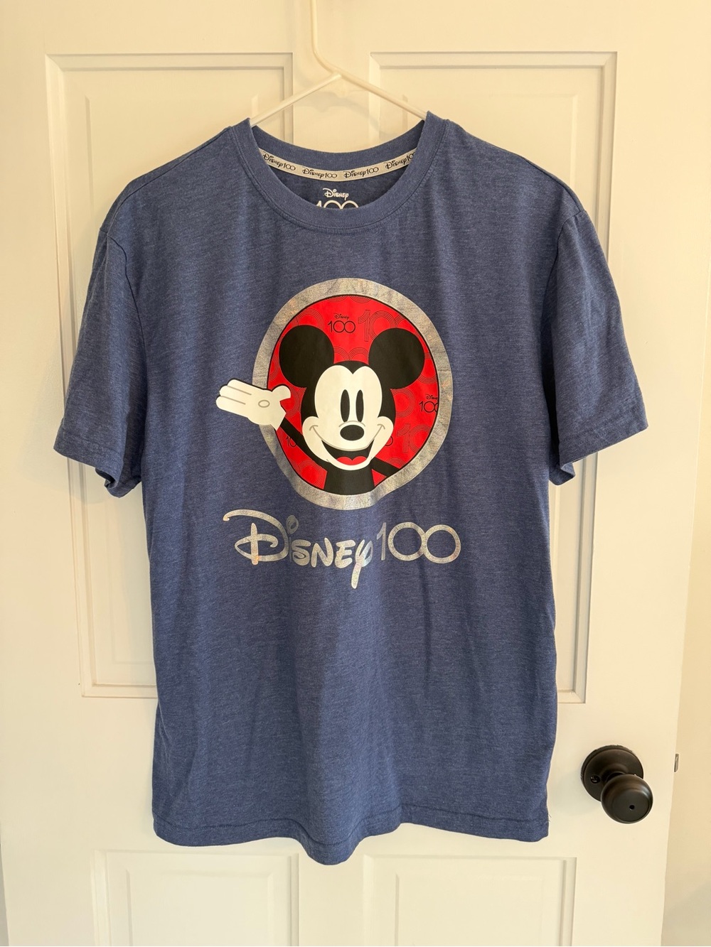 Disney 100 Mickey Mouse Graphic T Shirt Blue Double Sided Size Medium